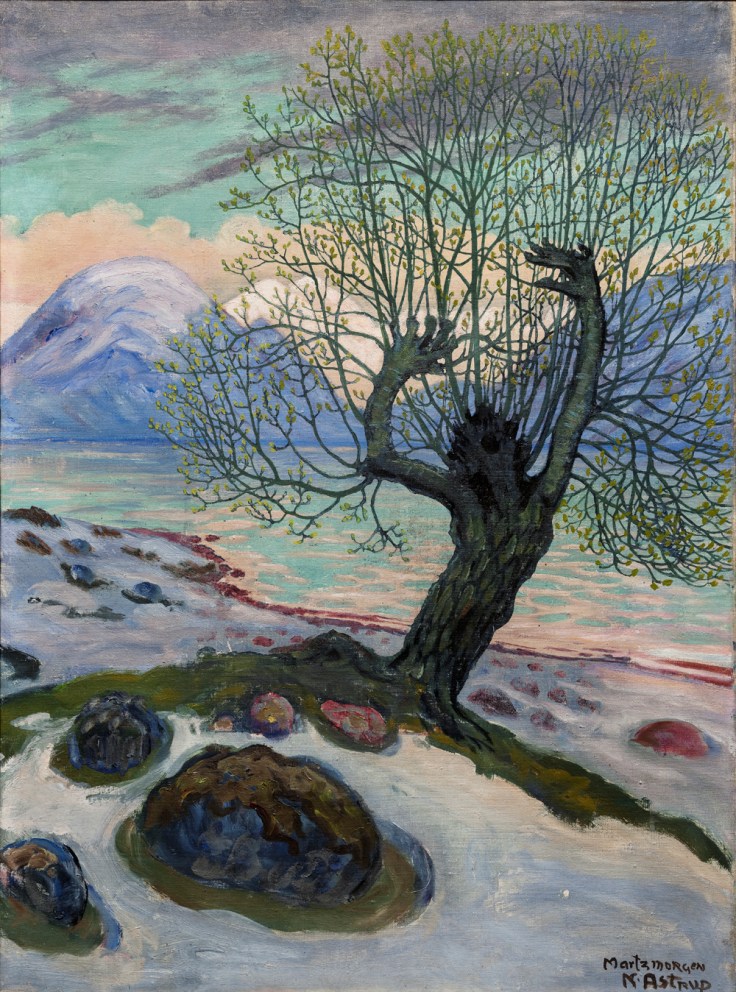 Nikolai Astrup, Marsmorgen, ca. 1920 Olje pÃ¥ lerret 65x46,5cm Dette verket er deponert i Bergen Kunstmuseum